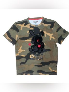Bkys sz M Camo 'Lucky Charm' Bunny Tee - Green